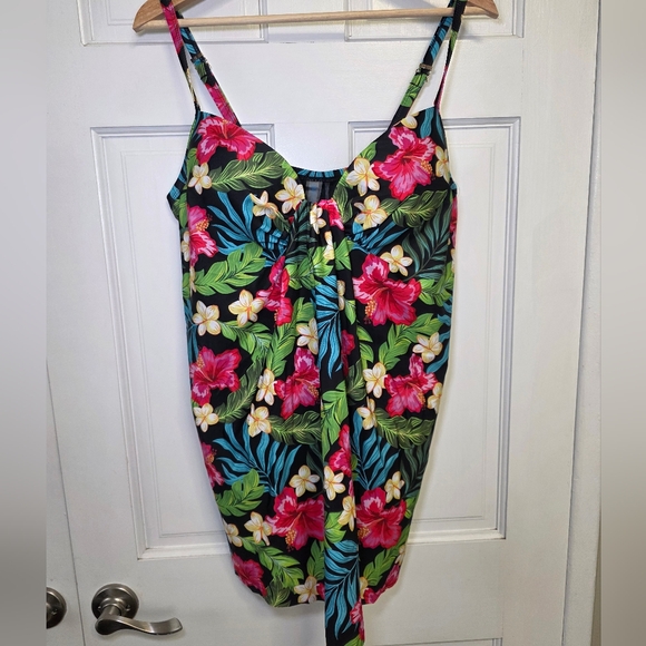🩱NWT Swimsuit One-Piece Floral Swim Dress by Simply Fit- Women's Sz Lg $90 - Picture 1 of 12